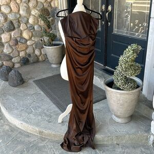 Brown spaghetti strap Floor length